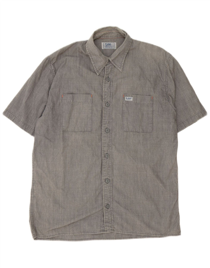 Lee Mens Short Sleeve Shirt Medium Grey Cotton