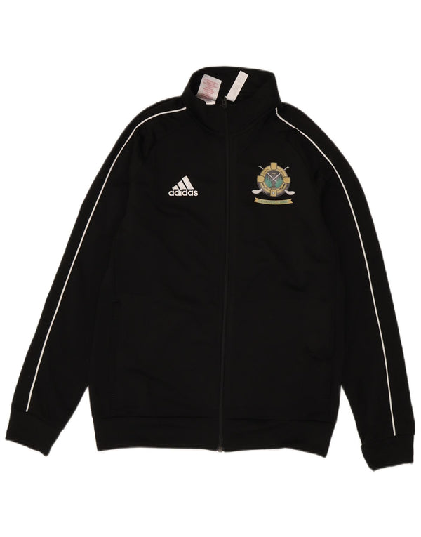 Adidas Boys Graphic Tracksuit Top Jacket 13-14 Years Black Polyester