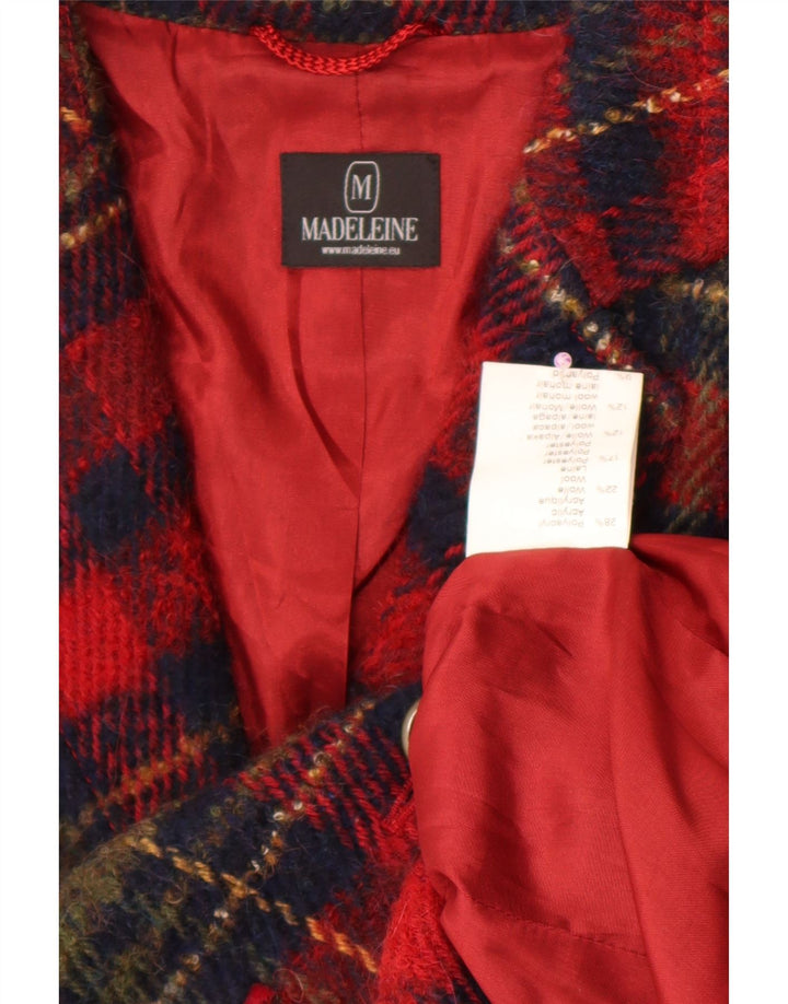 Madeleine Womens 4 Button Blazer Jacket UK 14 Medium Burgundy Check
