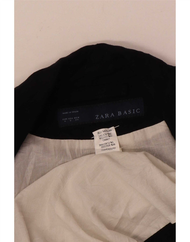 Zara Womens 1 Button Blazer Jacket UK 10 Small Black Viscose