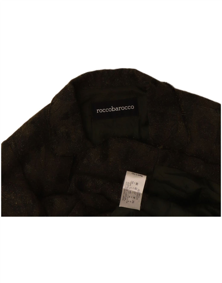 ROCCOBAROCCO Womens 3 Button Blazer Jacket US 12 Large Khaki Floral