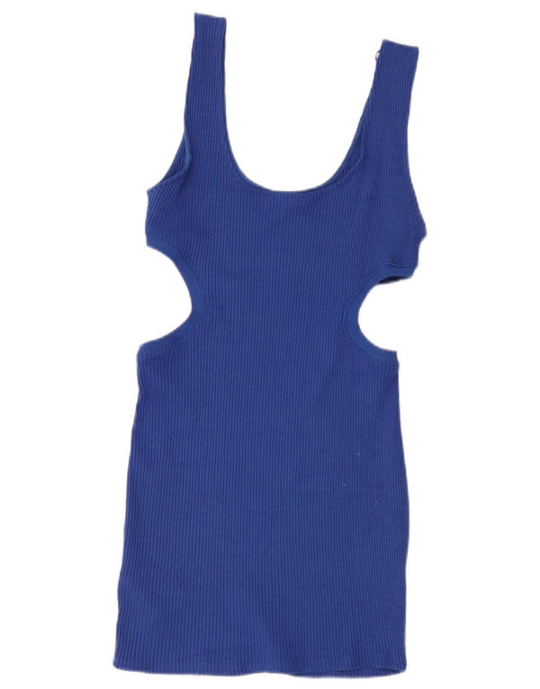 Zara Womens Sleeveless Cutout Bodycon Dress UK 14 Large Blue