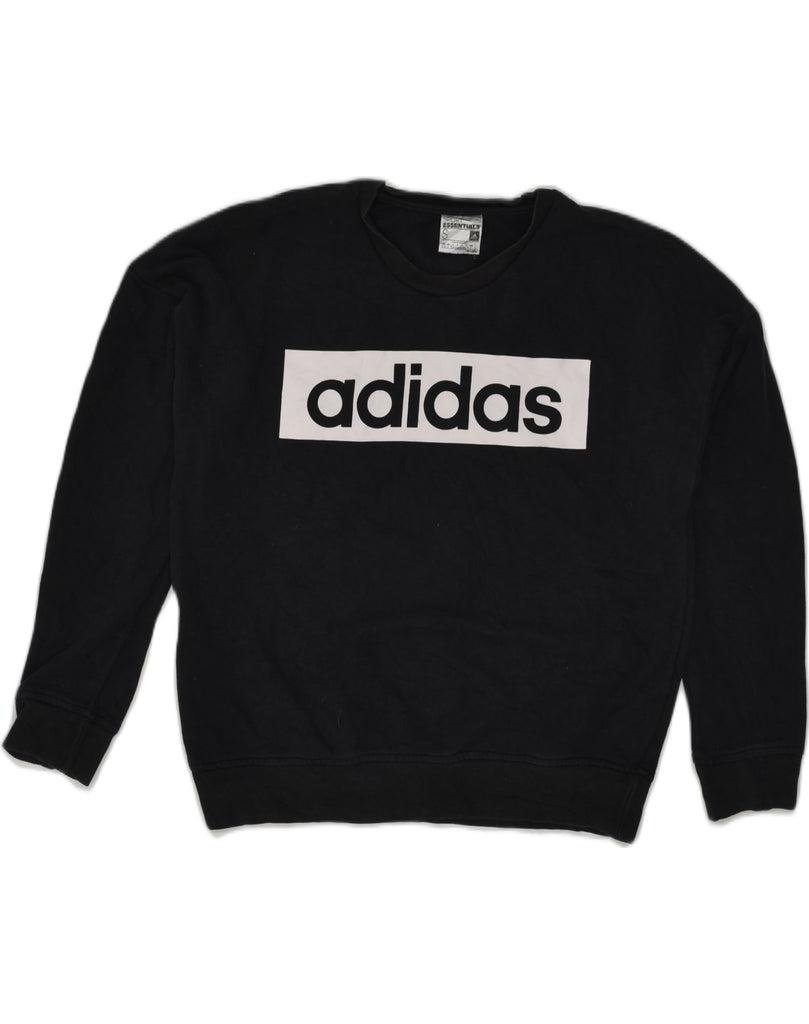 ADIDAS Womens Graphic Sweatshirt Jumper UK 8/10 Small Black Cotton | Vintage Adidas | Thrift | Second-Hand Adidas | Used Clothing | Messina Hembry 