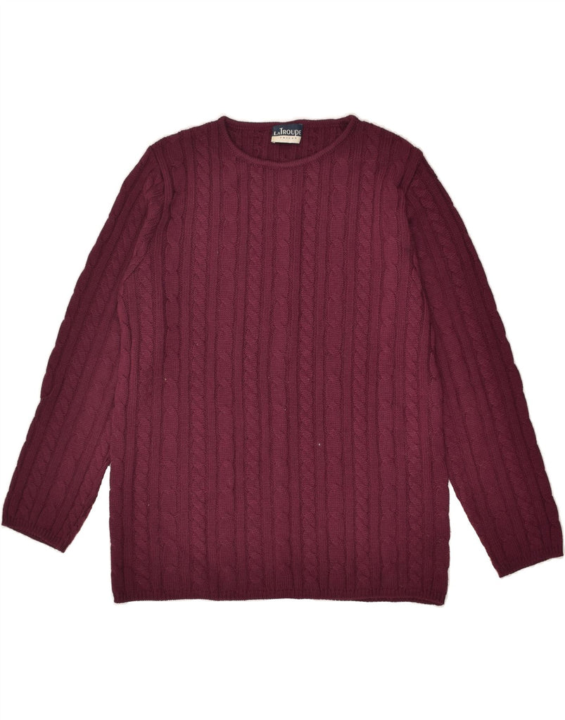 VINTAGE Womens Boat Neck Jumper Sweater UK 12 Medium Burgundy Wool | Vintage Vintage | Thrift | Second-Hand Vintage | Used Clothing | Messina Hembry 