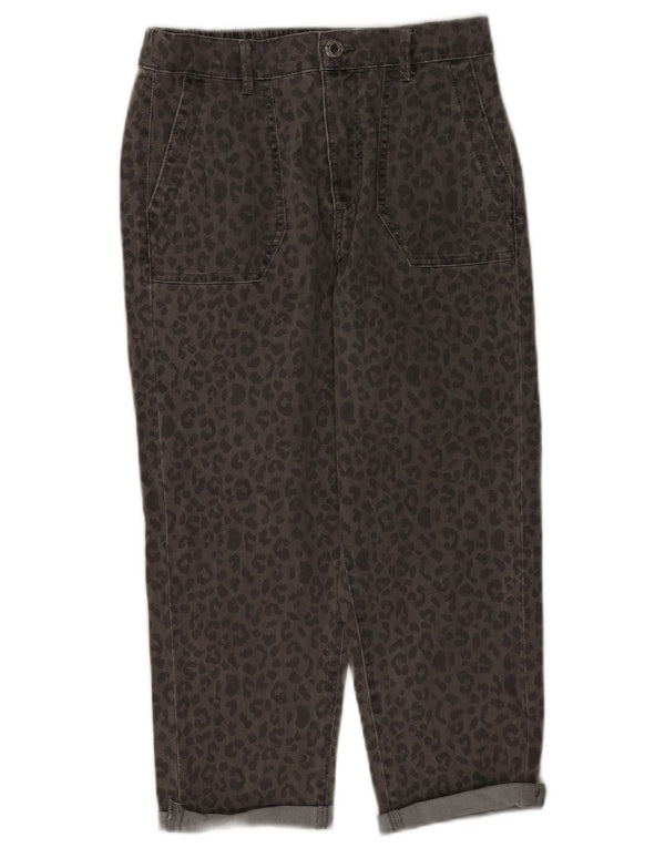 Marks & Spencer Womens Cropped Jeans UK 10 Small W28 L21 Grey Animal Print