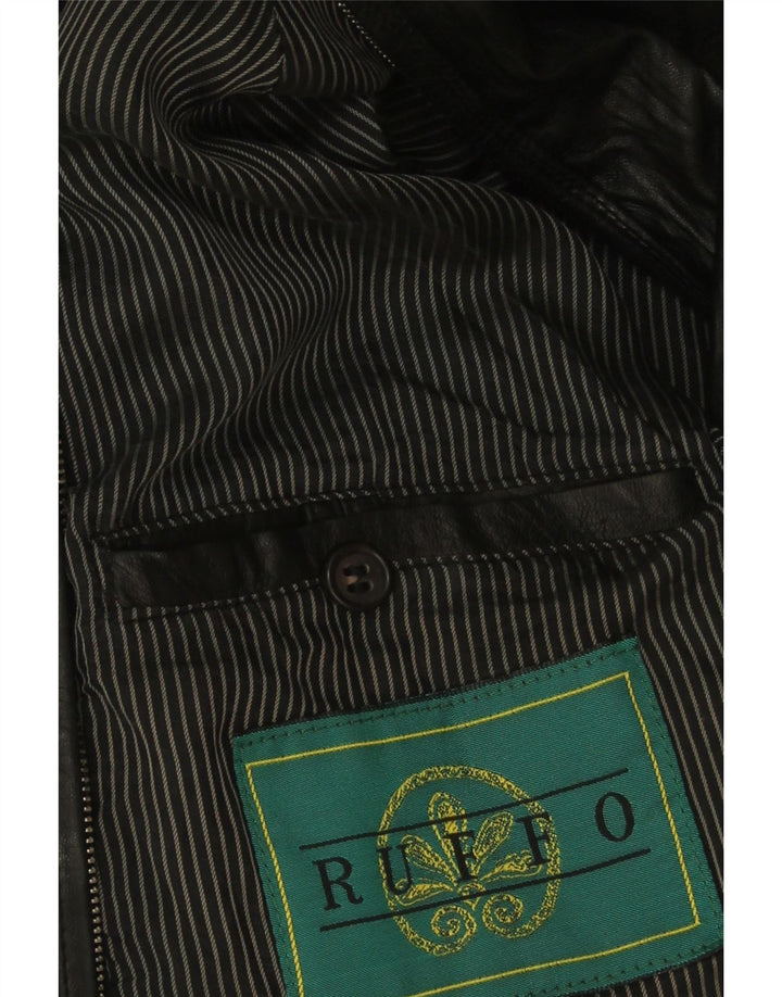 Ruffo Mens Bomber Leather Jacket UK 42 XL Black