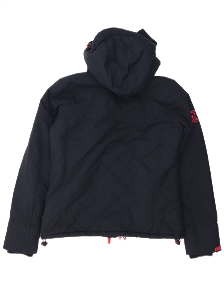 Superdry Womens Hooded Windbreaker Jacket UK 14 Medium Navy Blue