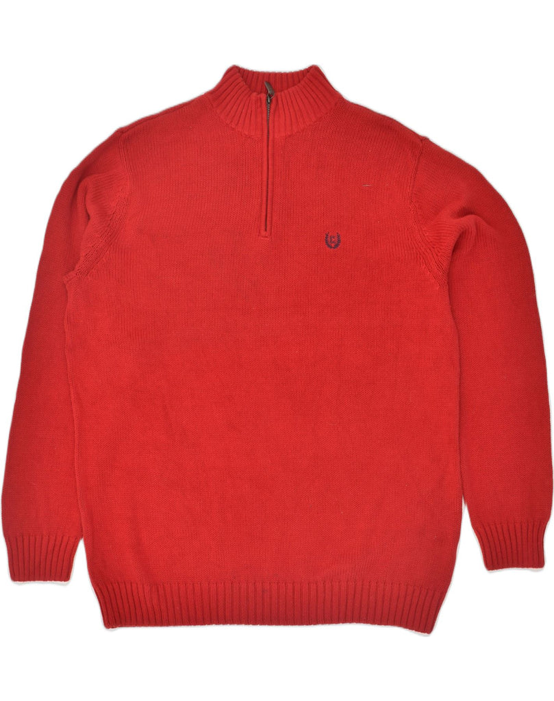 CHAPS Mens Tall Zip Neck Jumper Sweater XL Red Cotton | Vintage Chaps | Thrift | Second-Hand Chaps | Used Clothing | Messina Hembry 