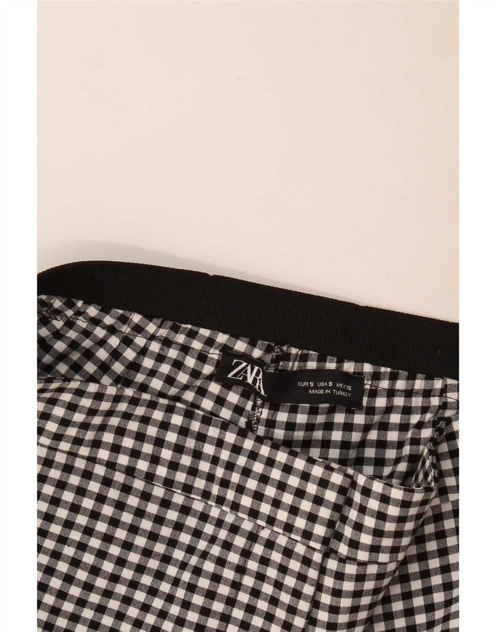 Zara Womens Slim Chino Trousers Small W27 L27 Black Gingham