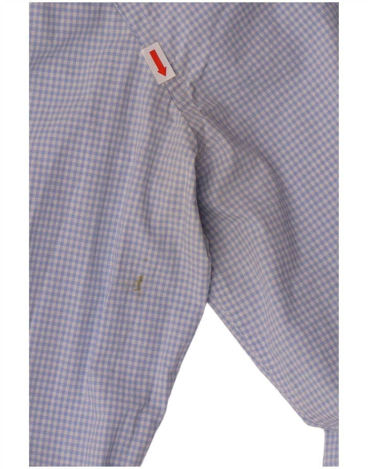 HUGO BOSS Mens Slim Fit Shirt Size 41/16 Large Blue Gingham Cotton