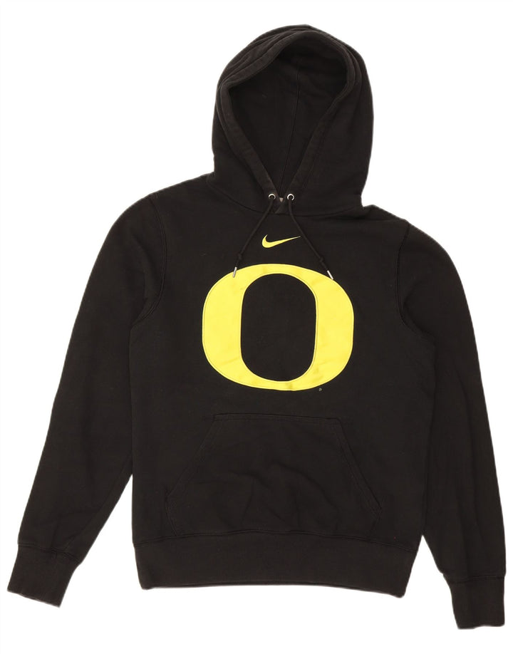 NIKE Mens Graphic Hoodie Jumper Small Black Cotton
