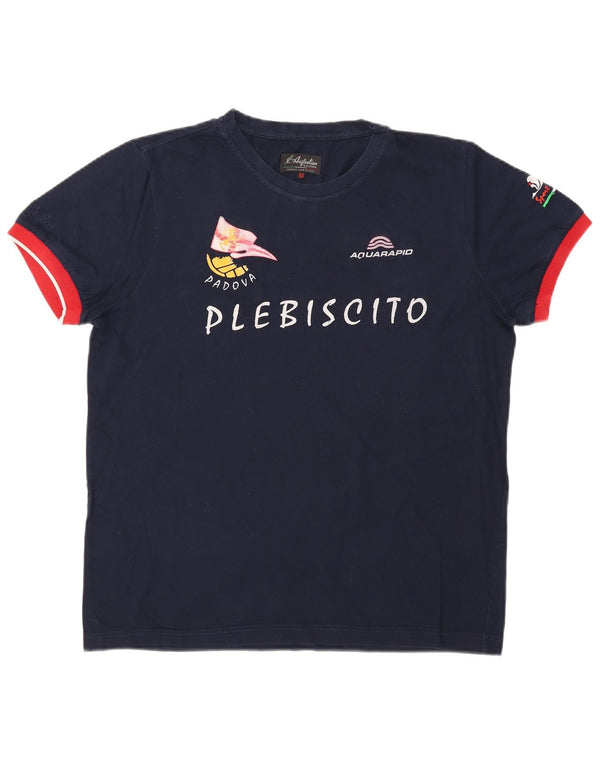 AUSTRALIAN L'ALPINA Mens Graphic T-Shirt Top IT 52 Large Navy Blue Cotton