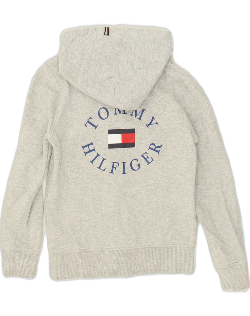 TOMMY HILFIGER Girls Graphic Zip Hoodie Sweater 7-8 Years Grey Cotton | Vintage Tommy Hilfiger | Thrift | Second-Hand Tommy Hilfiger | Used Clothing | Messina Hembry 