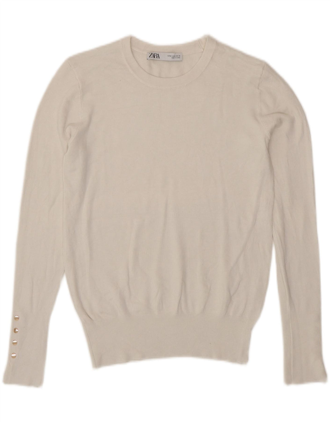 Zara Womens Crew Neck Jumper Sweater UK 12 Medium White