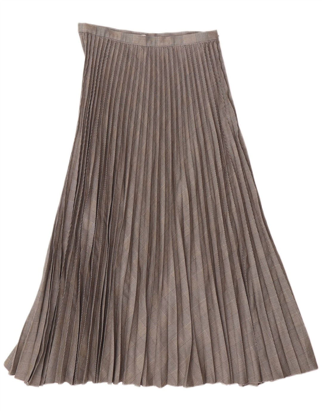 H&M Womens Knife Pleated Skirt EU 38 Medium W28 Grey Houndstooth Polyester