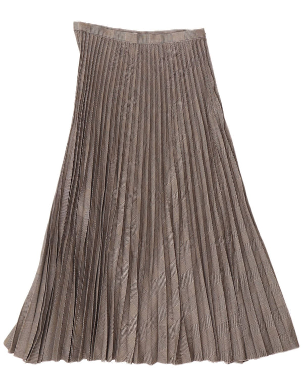 H&M Womens Knife Pleated Skirt EU 38 Medium W28 Grey Houndstooth Polyester