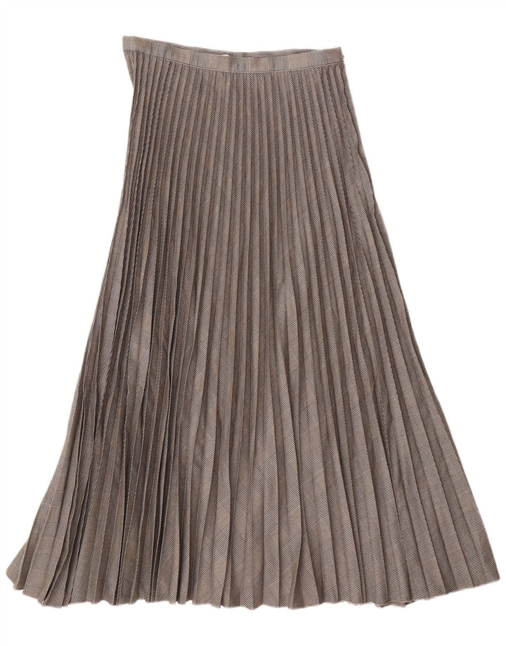 H&M Womens Knife Pleated Skirt EU 38 Medium W28 Grey Houndstooth Polyester
