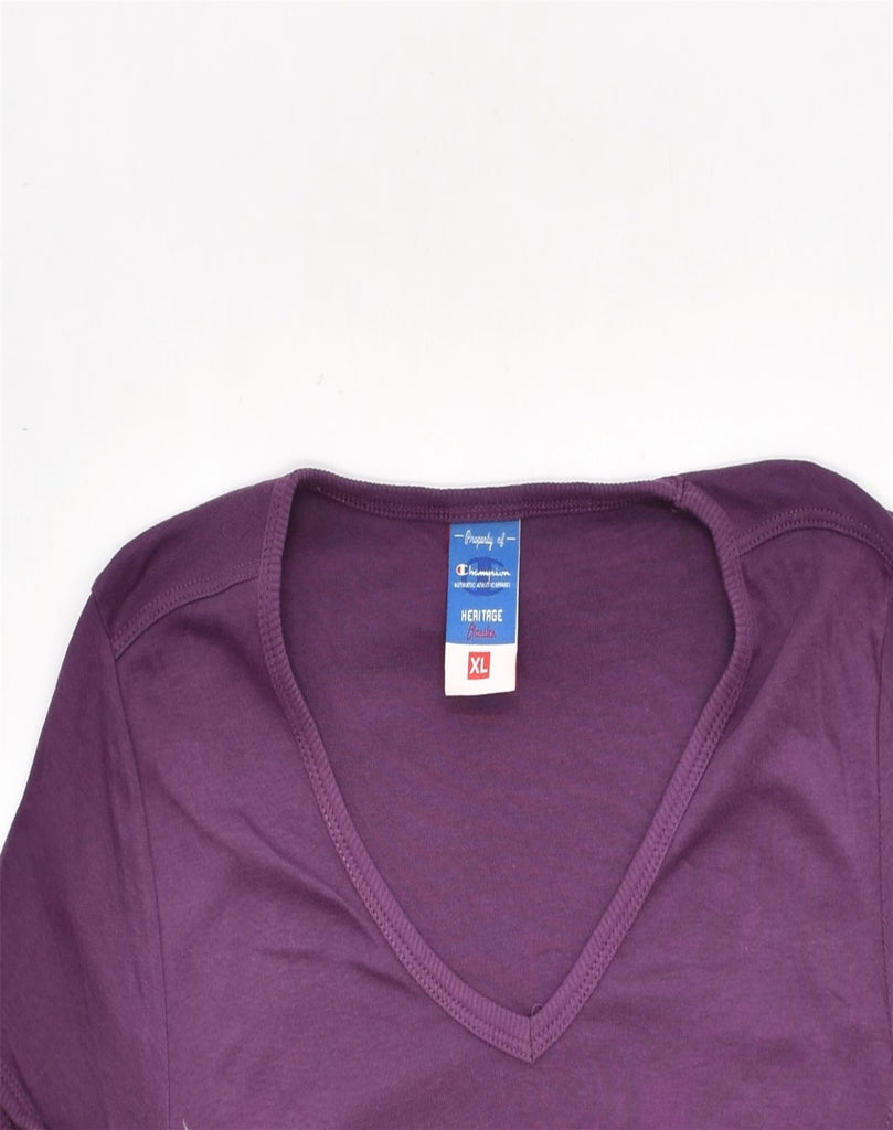 CHAMPION Womens T-Shirt Top UK 16 XL Purple Cotton | Vintage | Thrift | Second-Hand | Used Clothing | Messina Hembry 