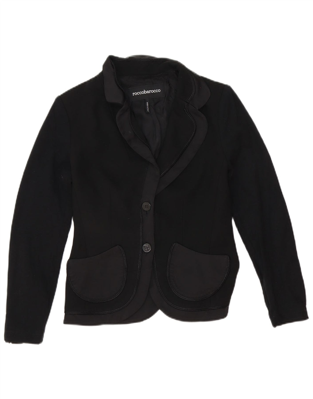 Roccobarocco Womens 2 Button Blazer Jacket IT 42 Medium Black Polyester