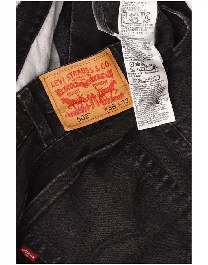 Levi's Mens 502 Tapered Jeans W38 L32 Black Cotton