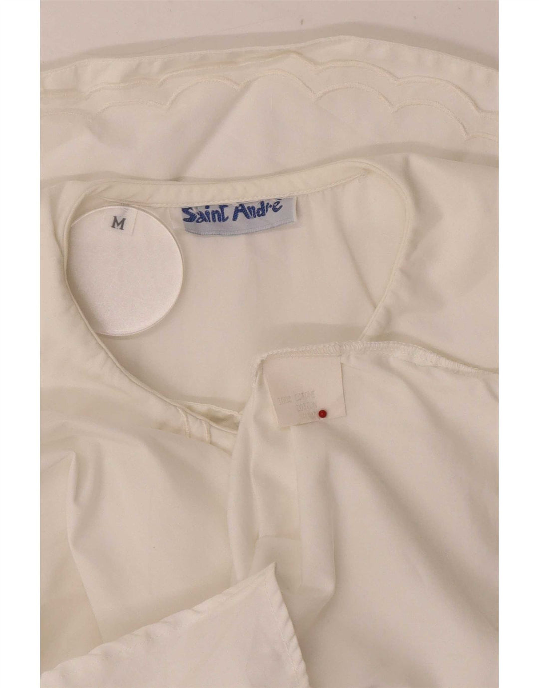 Vintage Womens Long Sleeve Shirt Blouse UK 12 Medium White Cotton