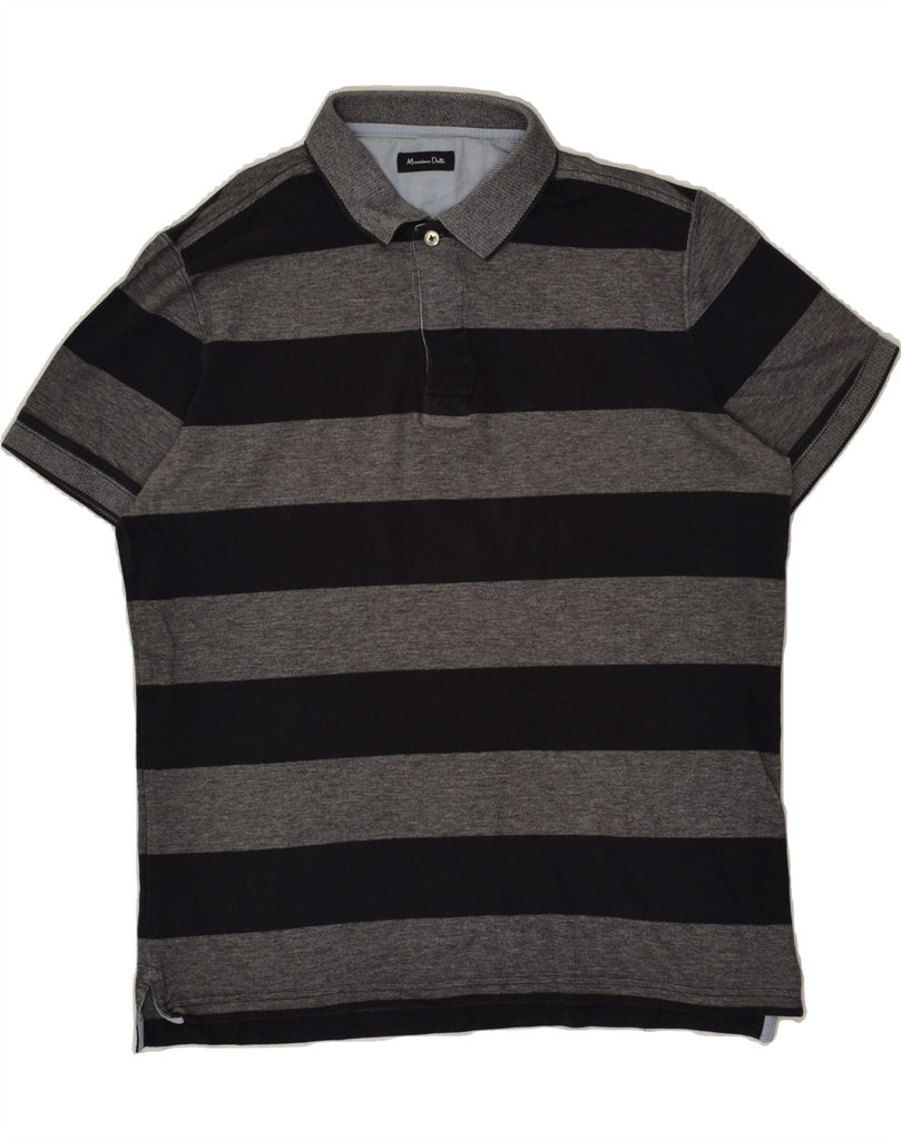 MASSIMO DUTTI Mens Polo Shirt Large Grey Striped Vintage Massimo Dutti and Second-Hand Massimo Dutti from Messina Hembry 