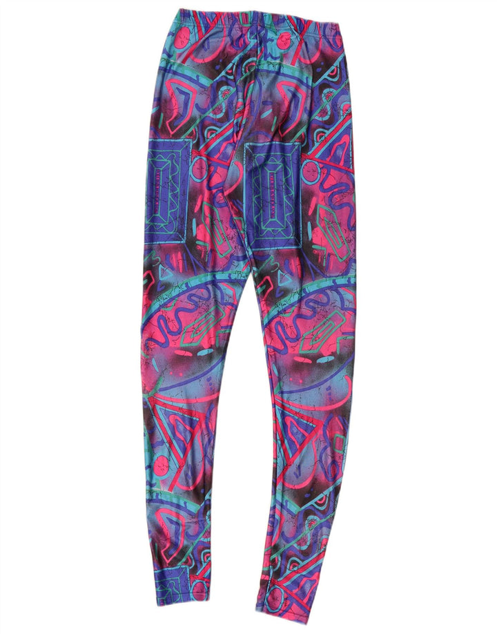 VINTAGE Womens Leggings UK 6 XS Multicoloured Geometric
