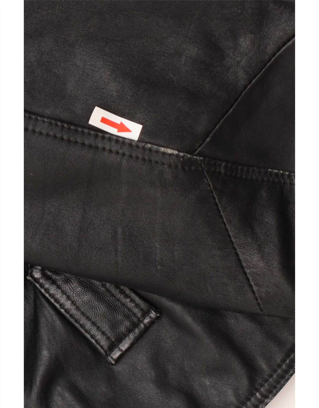 Vintage Womens Oversized Leather Biker Jacket UK 10 Small Black
