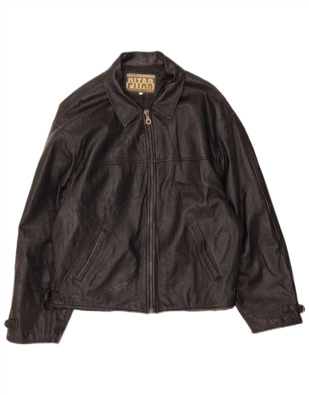 Vintage Mens Leather Jacket IT 52 XL Black Leather