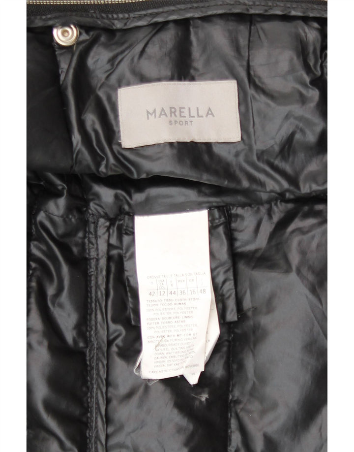 Marella Womens Hooded Padded Coat UK 16 Large Black Polyester