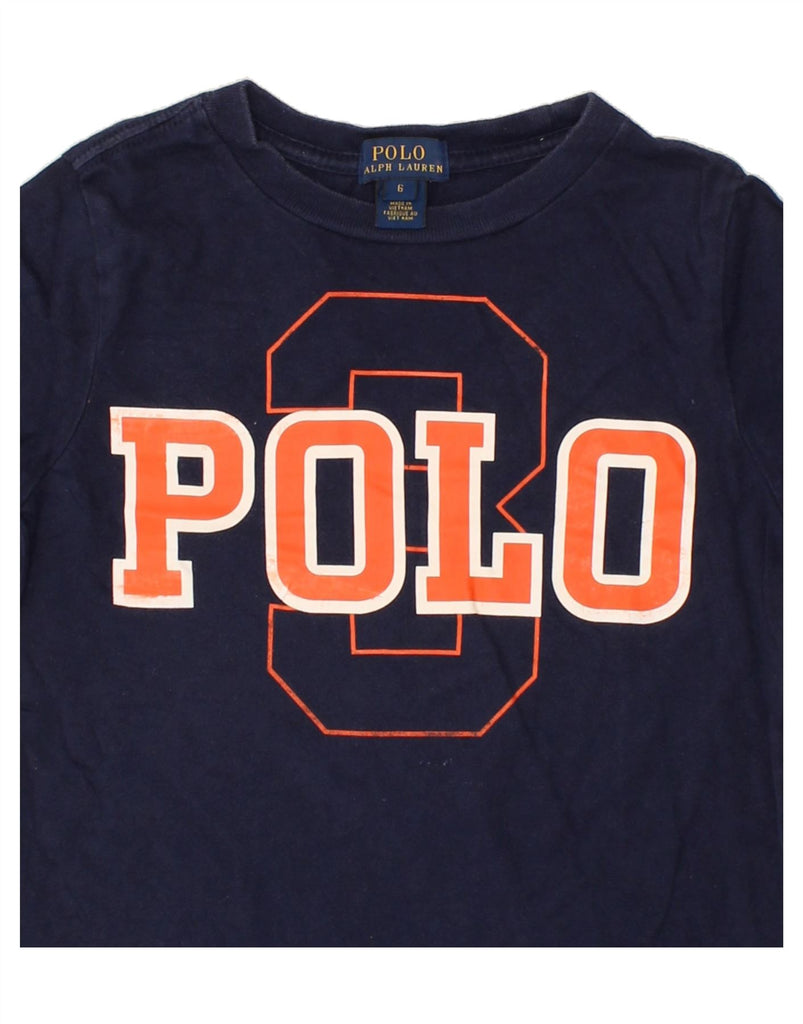 POLO RALPH LAUREN Boys Graphic T-Shirt Top 5-6 Years Navy Blue Cotton | Vintage Polo Ralph Lauren | Thrift | Second-Hand Polo Ralph Lauren | Used Clothing | Messina Hembry 