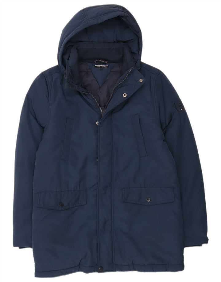 Tommy Hilfiger Boys Hooded Padded Coat 13-14 Years Navy Blue Polyester