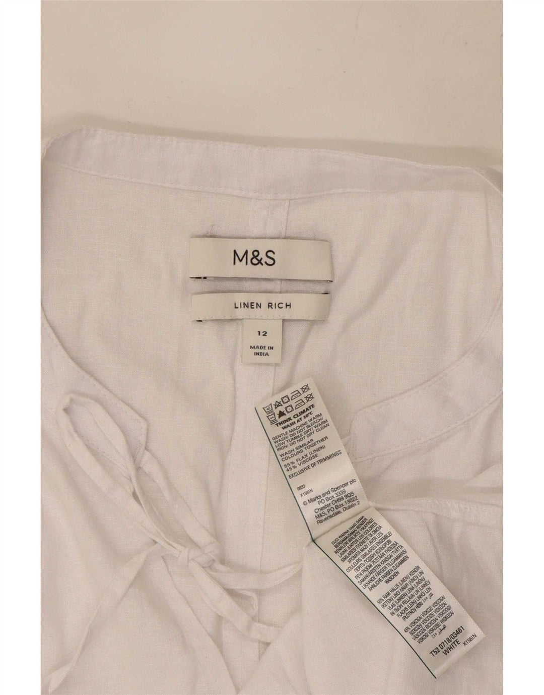 Marks & Spencer Womens Blouse Top UK 12 Medium  White Linen