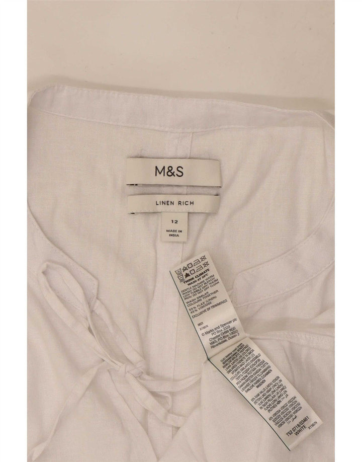 Marks & Spencer Womens Blouse Top UK 12 Medium  White Linen