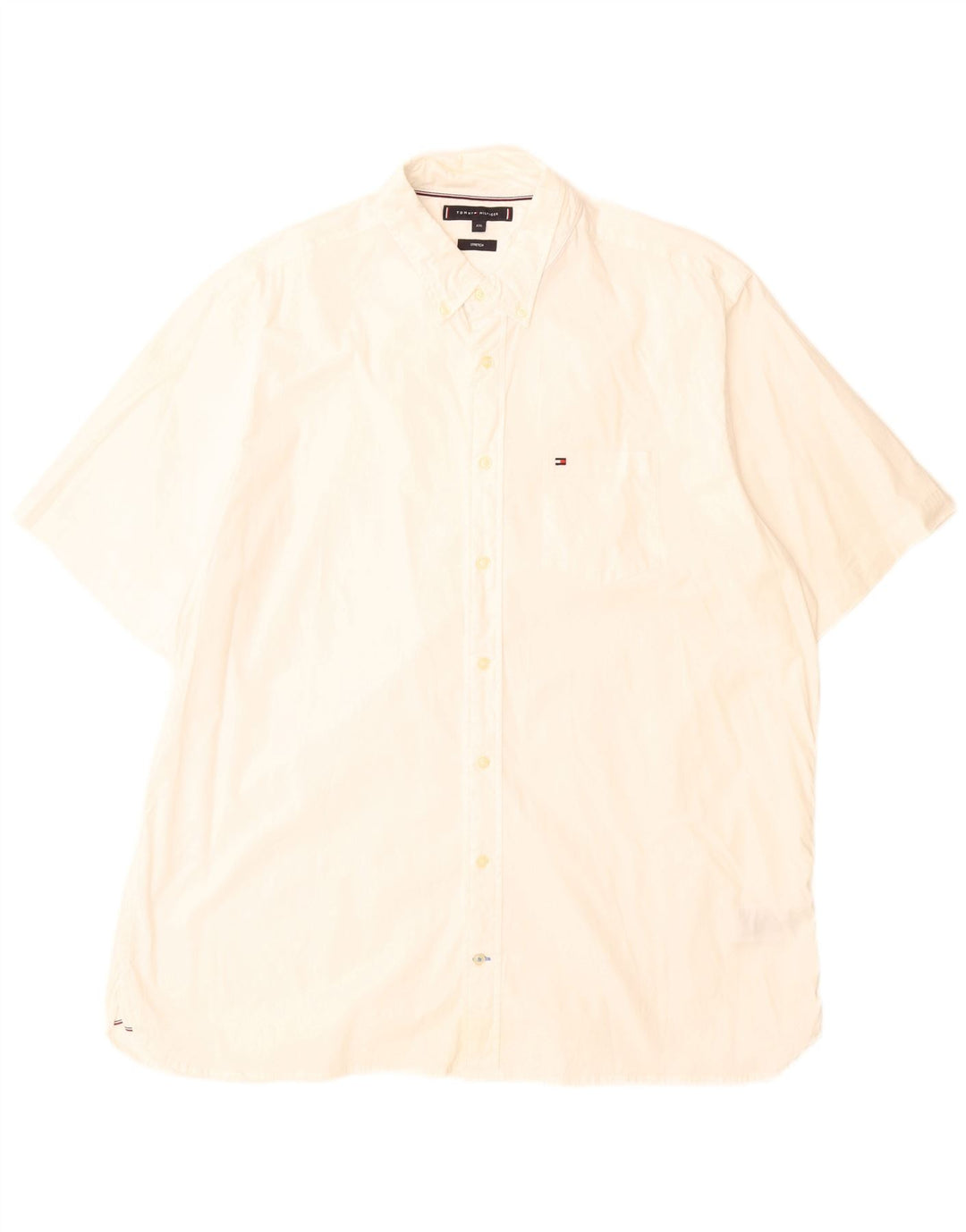 Tommy Hilfiger Mens Short Sleeve Shirt 2XL White Cotton