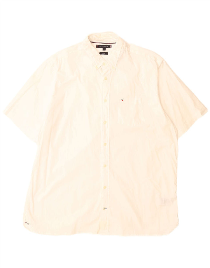 Tommy Hilfiger Mens Short Sleeve Shirt 2XL White Cotton
