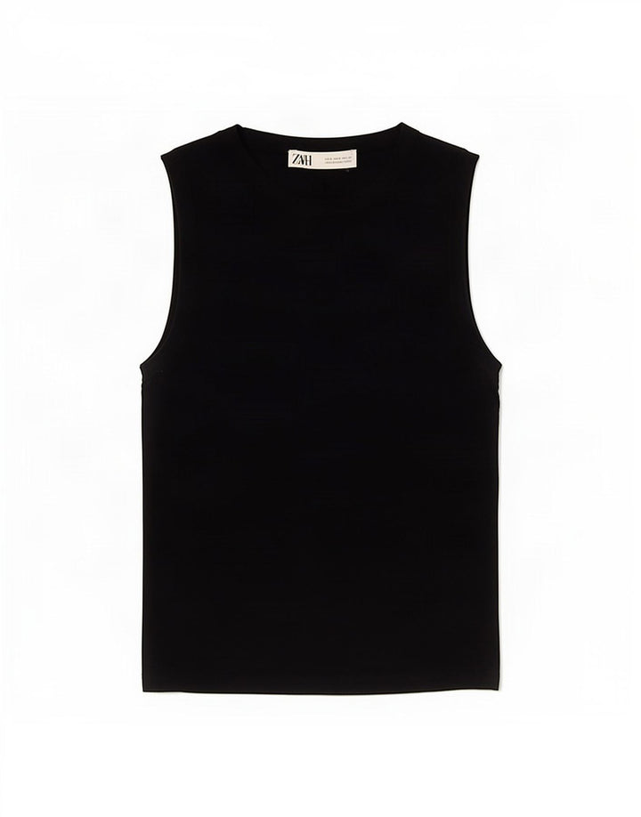 Zara Womens Vest Top UK 8 Small Navy Blue