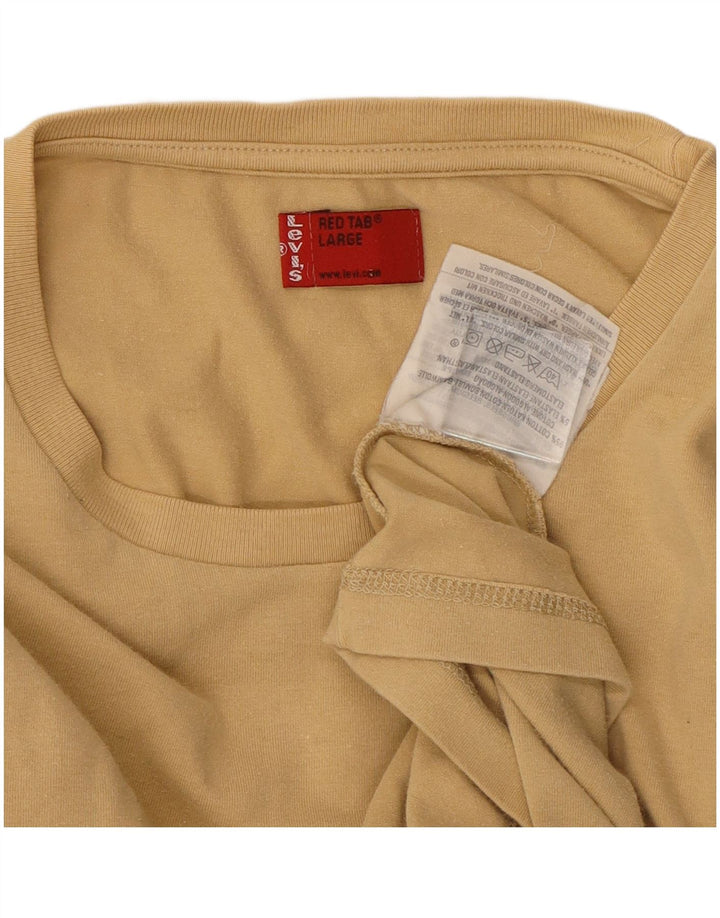 Levi's Womens T-Shirt Top UK 14 Large Beige Cotton
