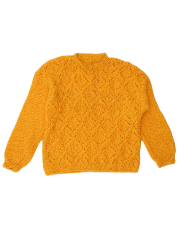 VINTAGE Womens Crop Turtle Neck Jumper Sweater UK 10 Small Yellow
