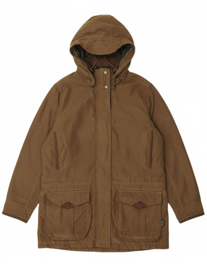 Musto Womens Zip Hooded Parka Jacket UK 16 Large Khaki Polyester Classic