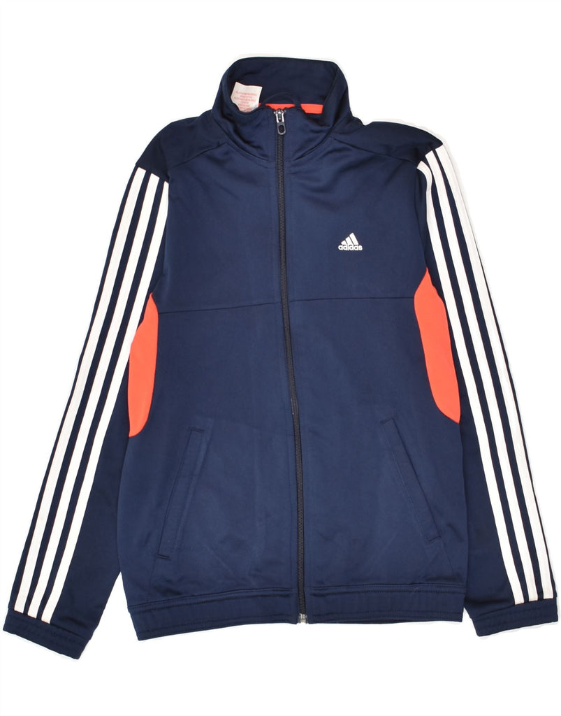 ADIDAS Boys Graphic Tracksuit Top Jacket 11-12 Years Navy Blue Colourblock | Vintage Adidas | Thrift | Second-Hand Adidas | Used Clothing | Messina Hembry 