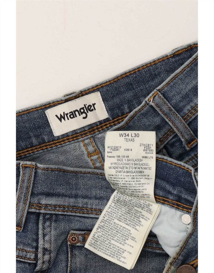 Wrangler Mens Texas Straight Jeans W34 L30 Blue Cotton