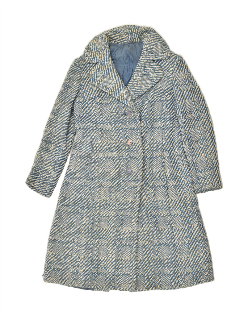 VINTAGE Womens Overcoat UK 8 Small Blue Check | Vintage Vintage | Thrift | Second-Hand Vintage | Used Clothing | Messina Hembry 