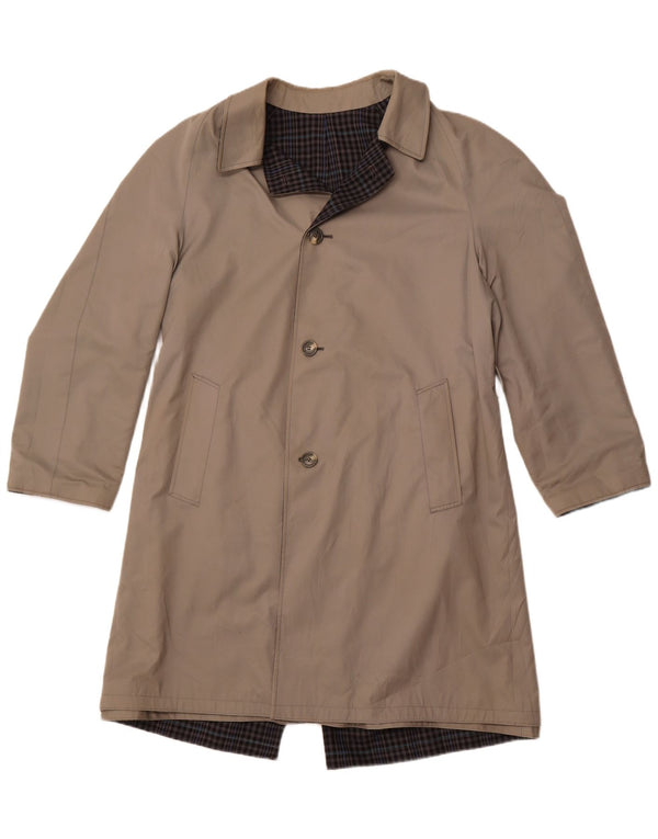 DIOLEN Mens Reversible Trench Coat UK 40 Large Grey Check Polyester