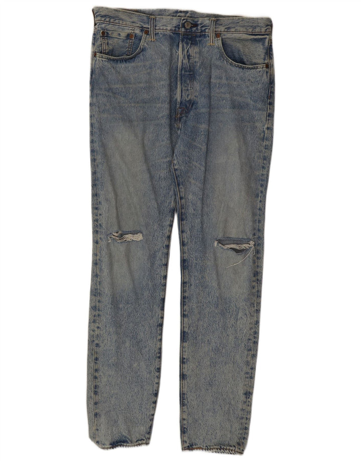 Levi's Mens 501 Distressed Straight Jeans W34 L34 Blue Cotton