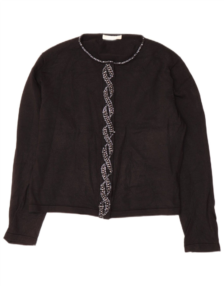 Marks & Spencer Womens Crop Cardigan Sweater UK 12 Medium Black