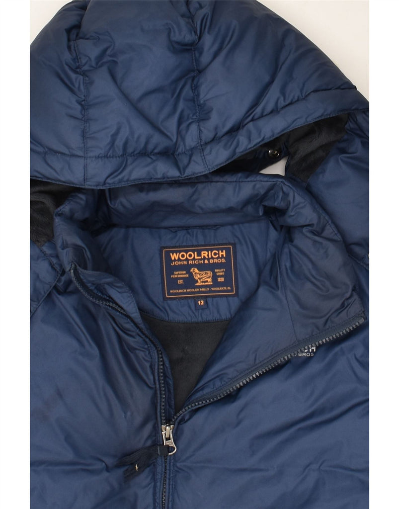 WOOLRICH Boys Hooded Padded Jacket 11-12 Years Navy Blue Nylon | Vintage Woolrich | Thrift | Second-Hand Woolrich | Used Clothing | Messina Hembry 