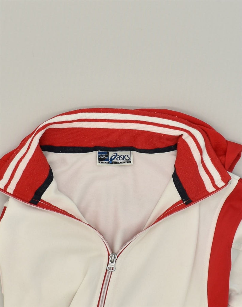 ASICS Girls Zip Hoodie Sweater 14-15 Years White Colourblock Polyester | Vintage Asics | Thrift | Second-Hand Asics | Used Clothing | Messina Hembry 