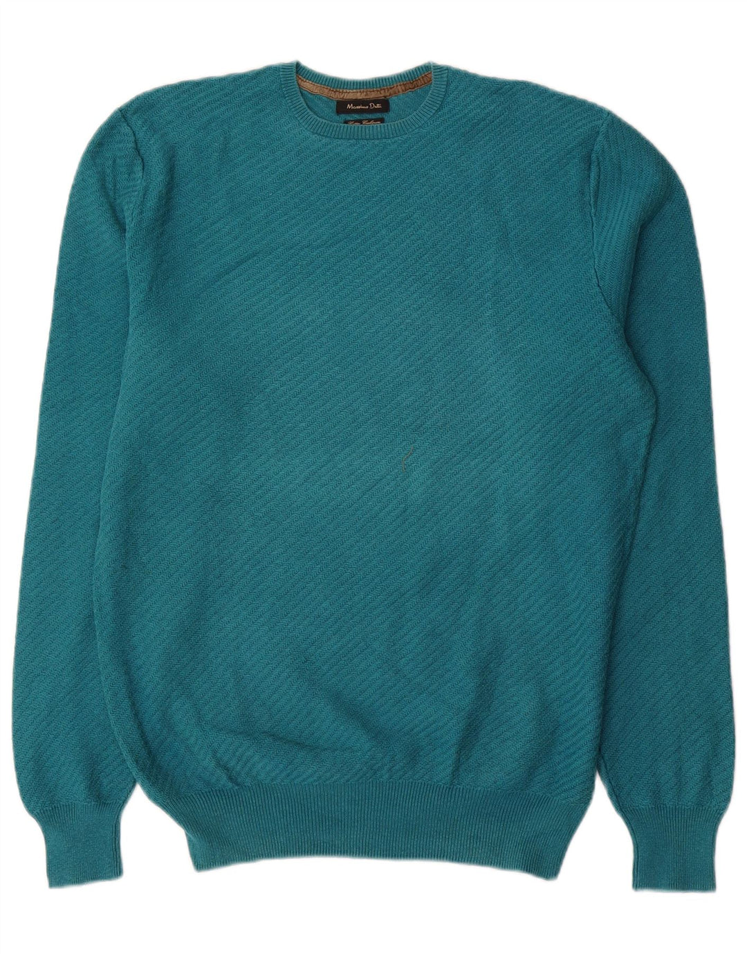 Massimo Dutti Mens Crew Neck Jumper Sweater Medium Blue Cotton