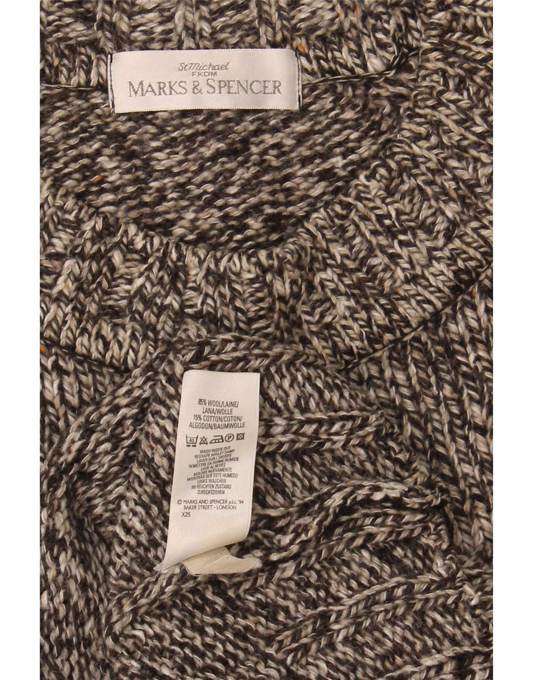 Marks & Spencer Mens Crew Neck Jumper Sweater Small Grey Flecked Wool